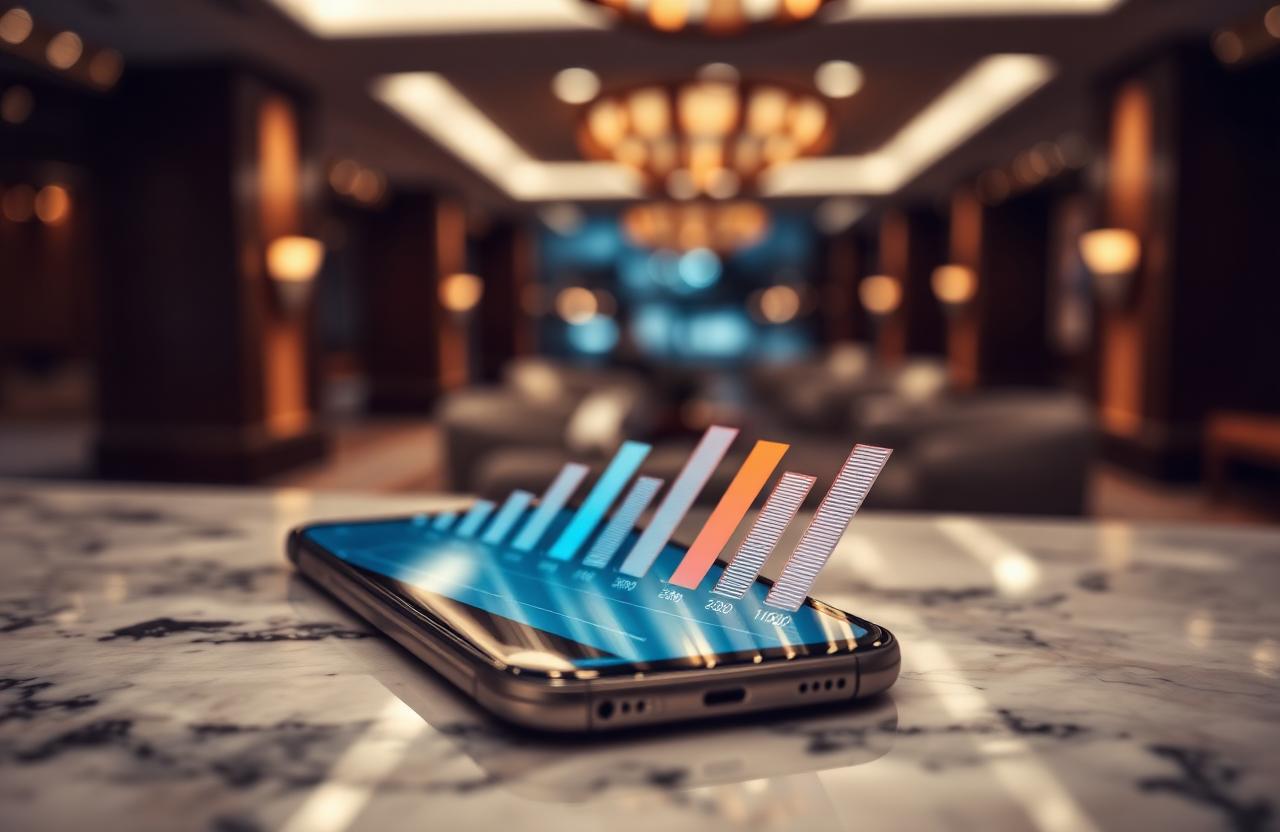 AI horeca capaciteitsbeheer wachtlijst overboeking smartphone met capaciteitsgrafiek op marmeren receptiebalie
