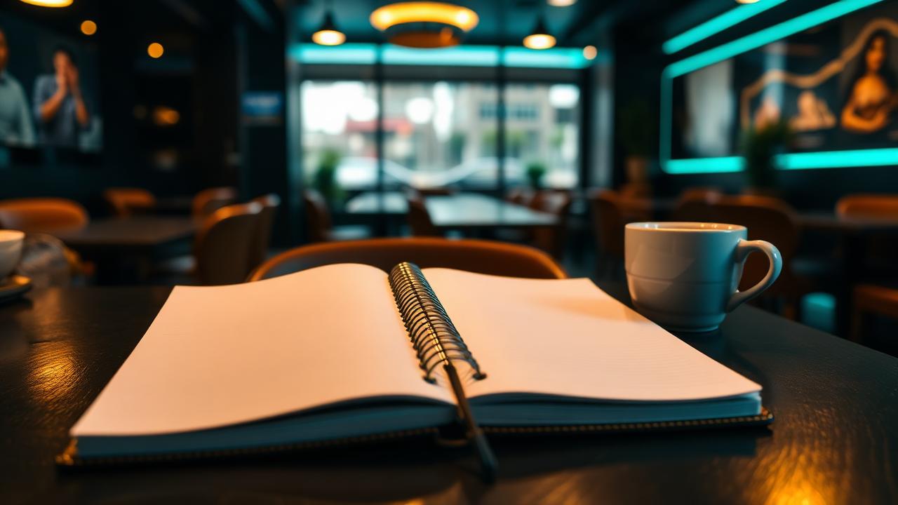 AI horeca trends 2026 closeup van notitieblok en agenda op de bar van een restaurant