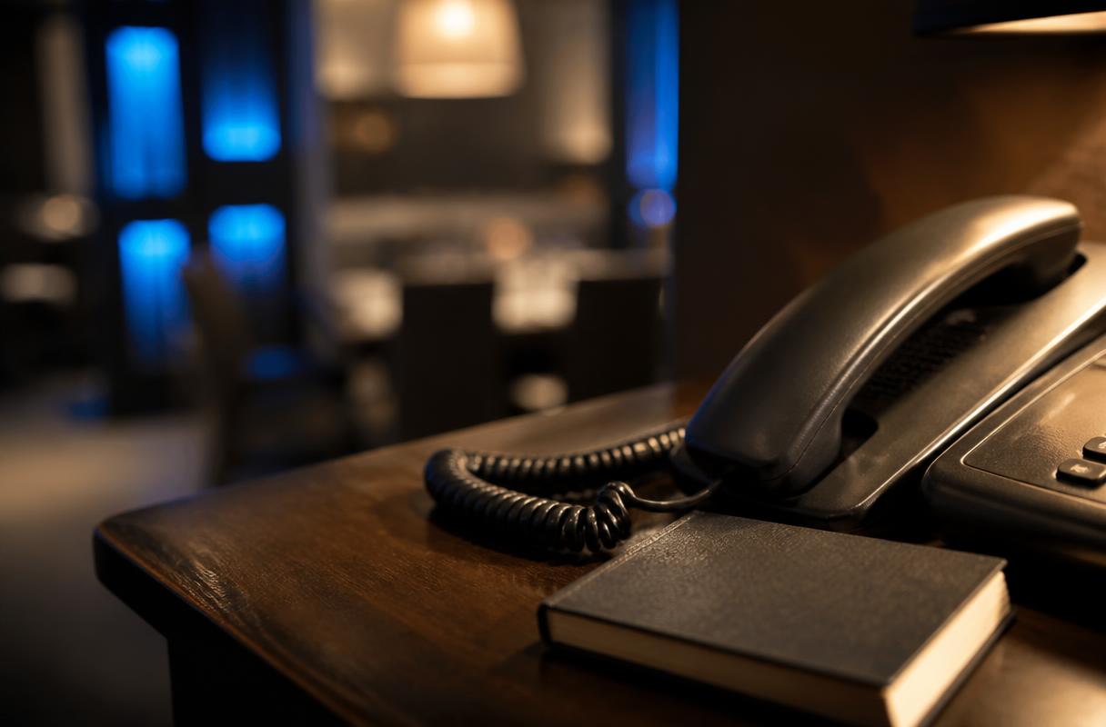 AI implementeren horeca closeup van telefoon en notitieblok op een donkere restaurantbalie
