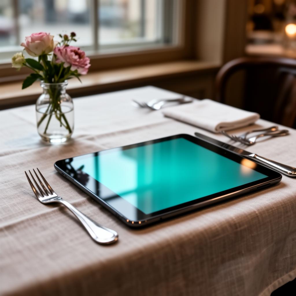 AI koppeling reserveringssysteem tablet met dagplanning op restauranttafel