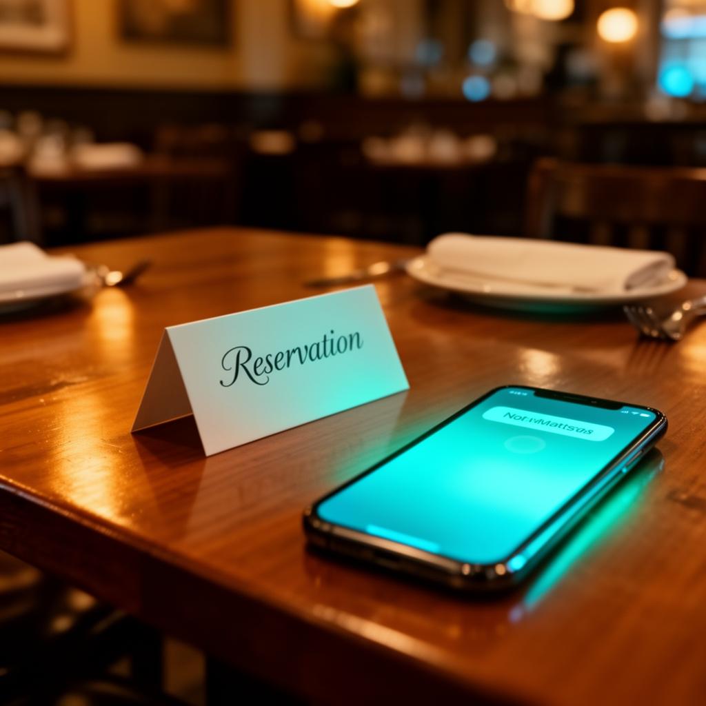 AI no-show preventie restaurant smartphone met reserveringsbevestiging