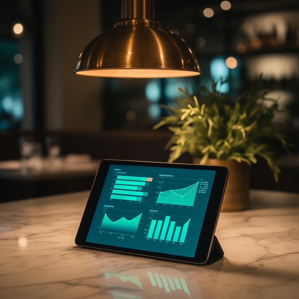 AI SEO Google Ads horeca strategie tablet met keyword data in restaurant