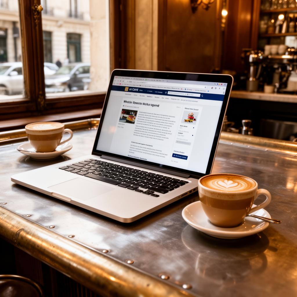 Belgisch cafe casestudy AI laptop op zinken bartop tussen koffietassen