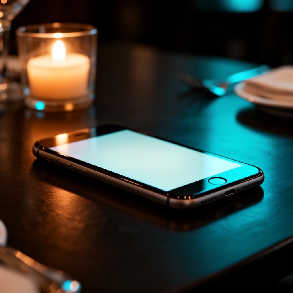 Microsoft for Startups horeca closeup van smartphone op restauranttafel met dashboard interface