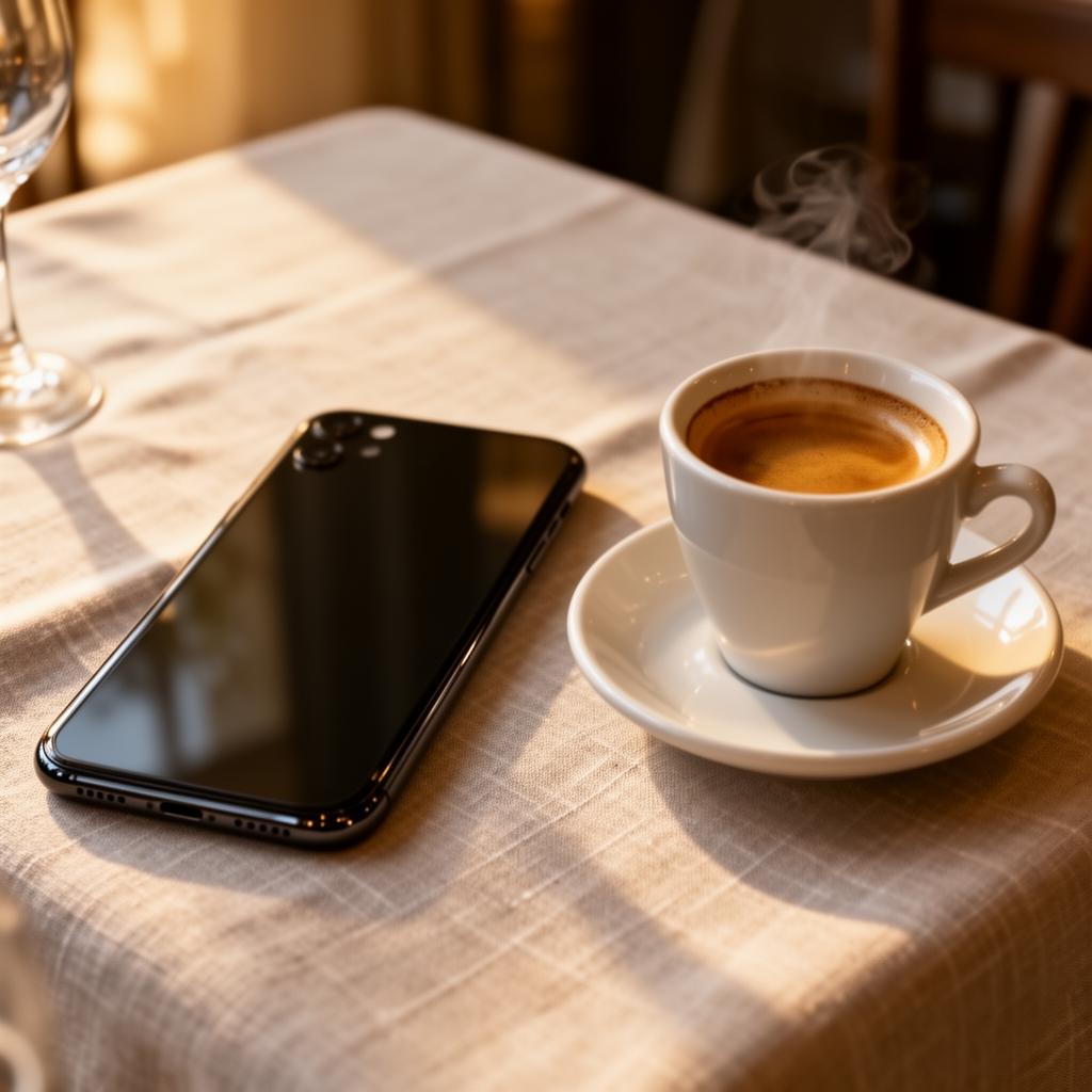 WhatsApp Business API horeca telefoon naast koffiekop op restauranttafel